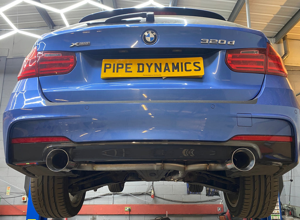PIPE DYNAMICS BMW 320D LCI F30 F31 DUAL EXIT CONVERSION REAR EXHAUST 340i  STYLE